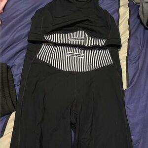 Savage X Fenty Black and White Striped Activewear set